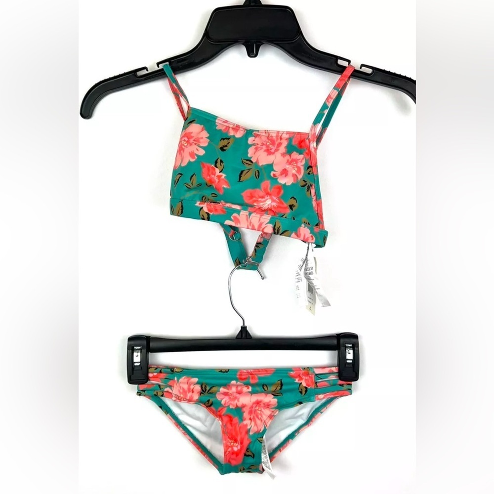 Billabong Girl’s Blue/Floral Two Piece Bikini Swimsuit Set Size 7
